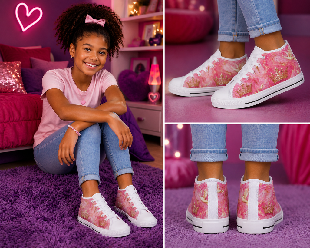 Holy Spirit - Girls' Christian Faith High Top Sneakers | White | US2–US6