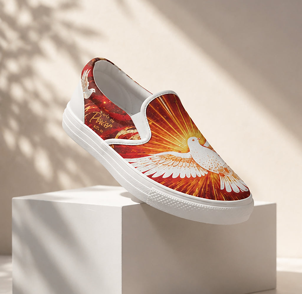 Holy Spirit Power - Women's Christian Faith Slip-On Canvas Shoes | White | US6–US10