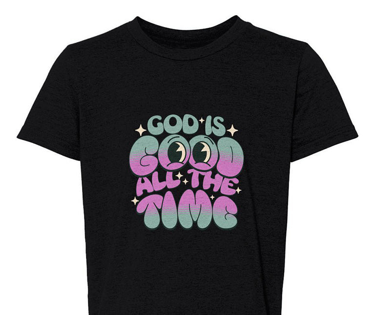 God is Good - Youth Christian Faith T-Shirt | Green, Black & Pink | S–XL