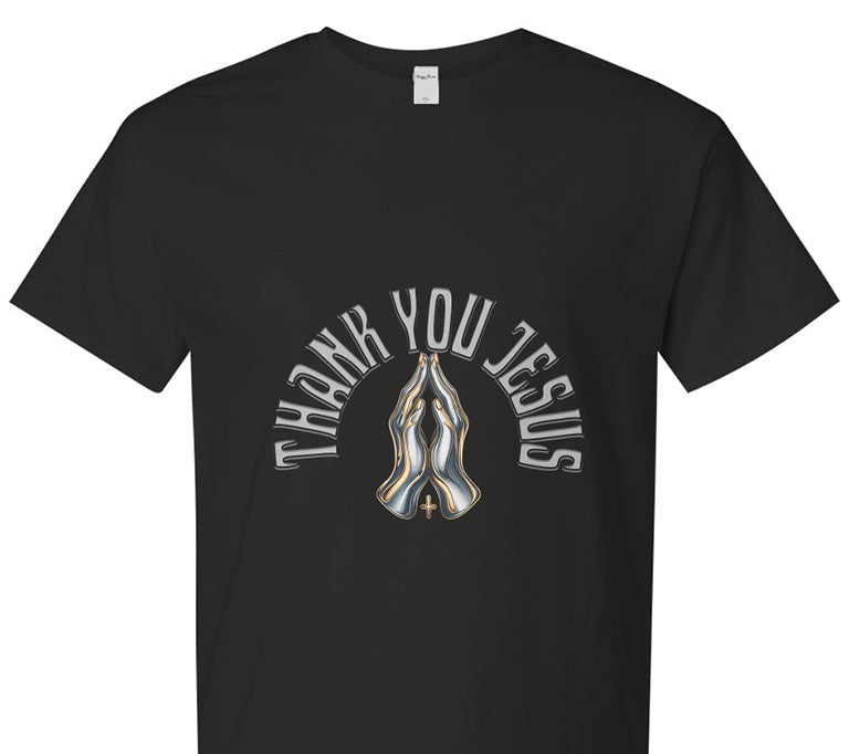 Thank You Jesus - Men's Christian Faith Light Cotton T-Shirt | Black | XS–XXXL