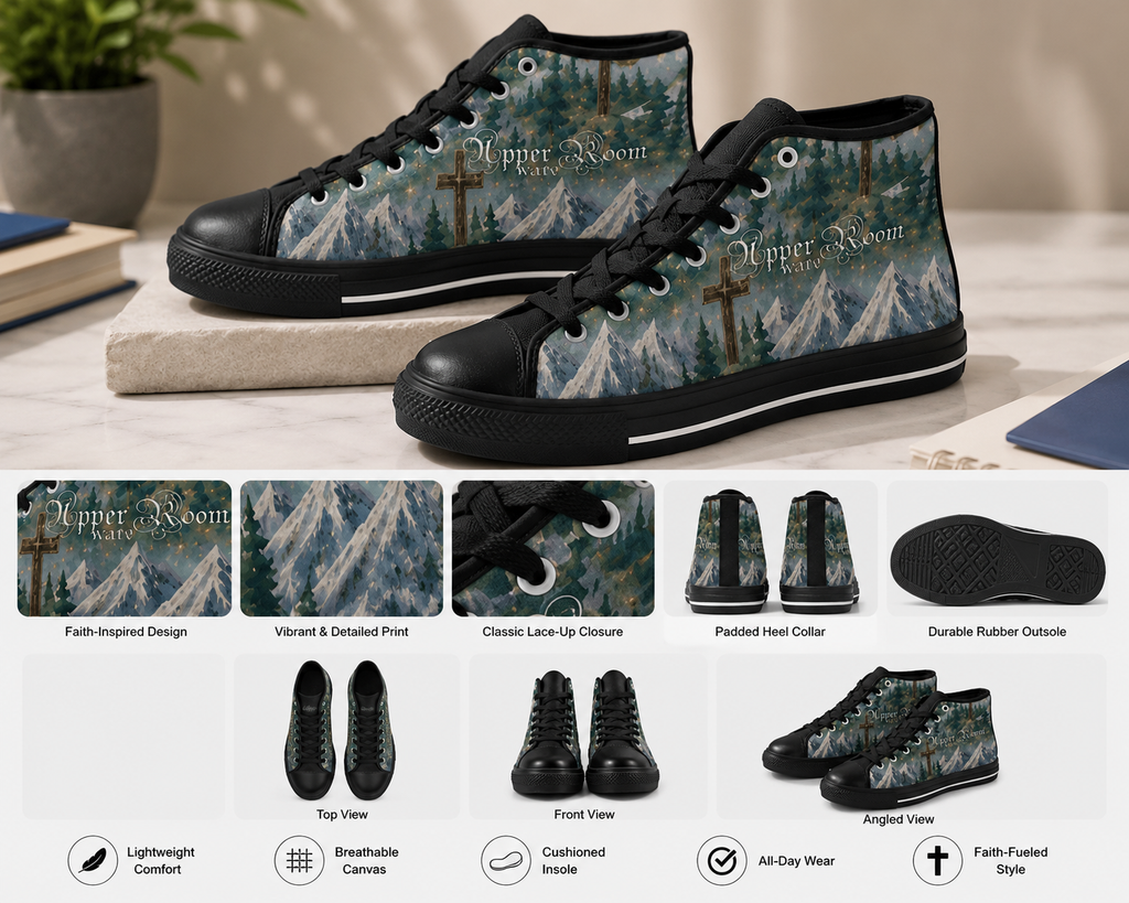 Mountain Moving Faith - Boys' Christian High Top Canvas Shoes | Kids Sneakers | US1Y–US6Y