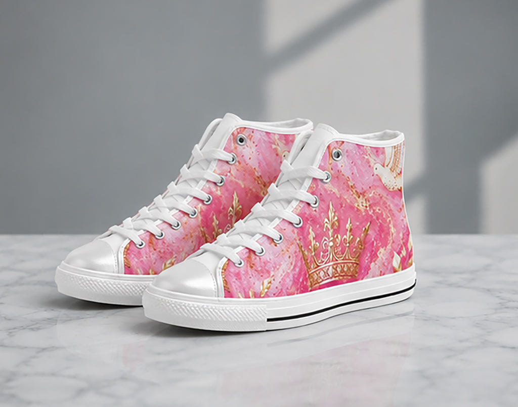 Holy Spirit - Girls' Christian Faith High Top Sneakers | White | US2–US6
