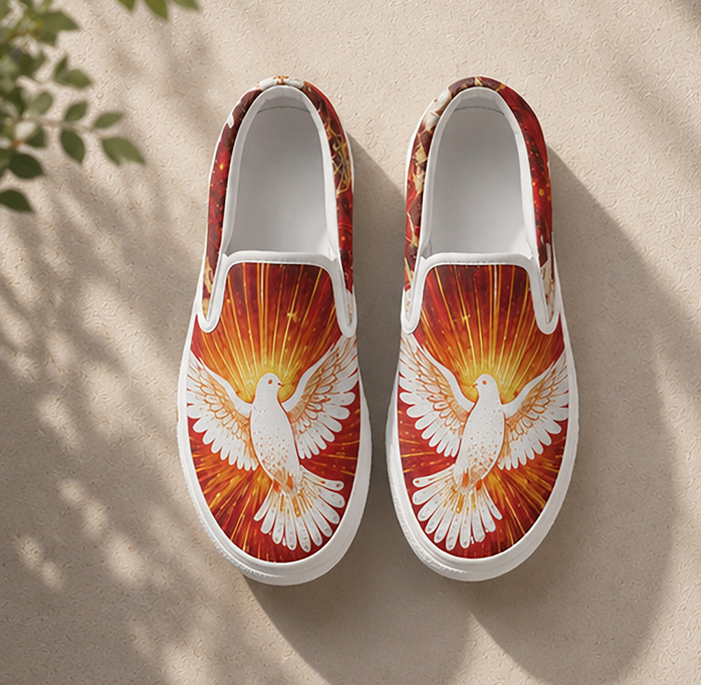Holy Spirit Power - Women's Christian Faith Slip-On Canvas Shoes | White | US6–US10