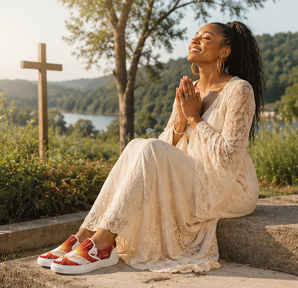 Holy Spirit Power - Women's Christian Faith Slip-On Canvas Shoes | White | US6–US10