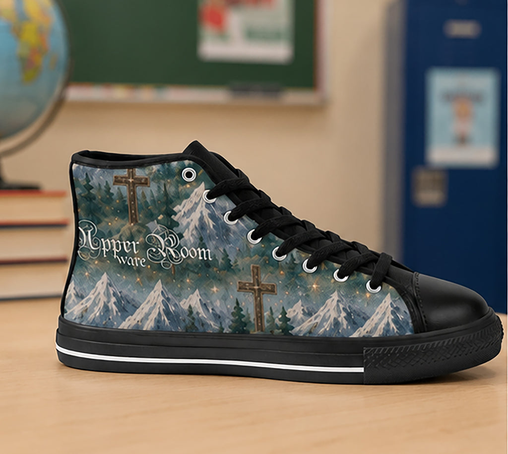 Mountain Moving Faith - Boys' Christian High Top Canvas Shoes | Kids Sneakers | US1Y–US6Y