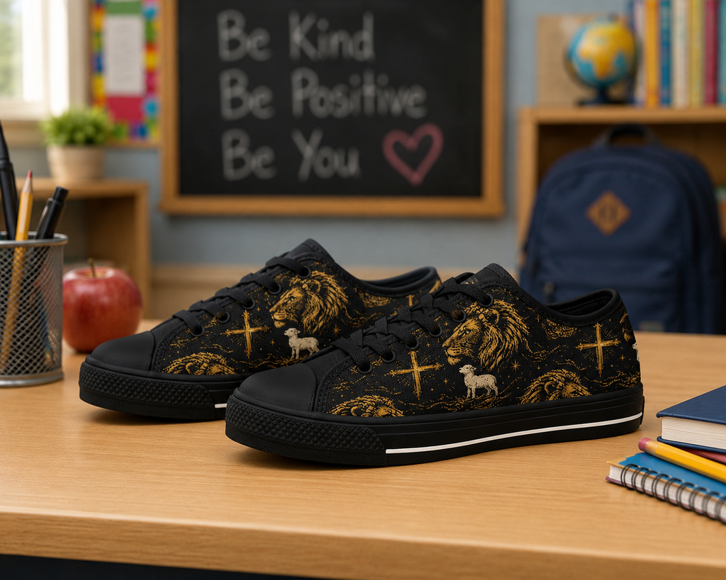 Chosen Sheep - Boys' Christian Faith Canvas Shoes | Black | US2–US6