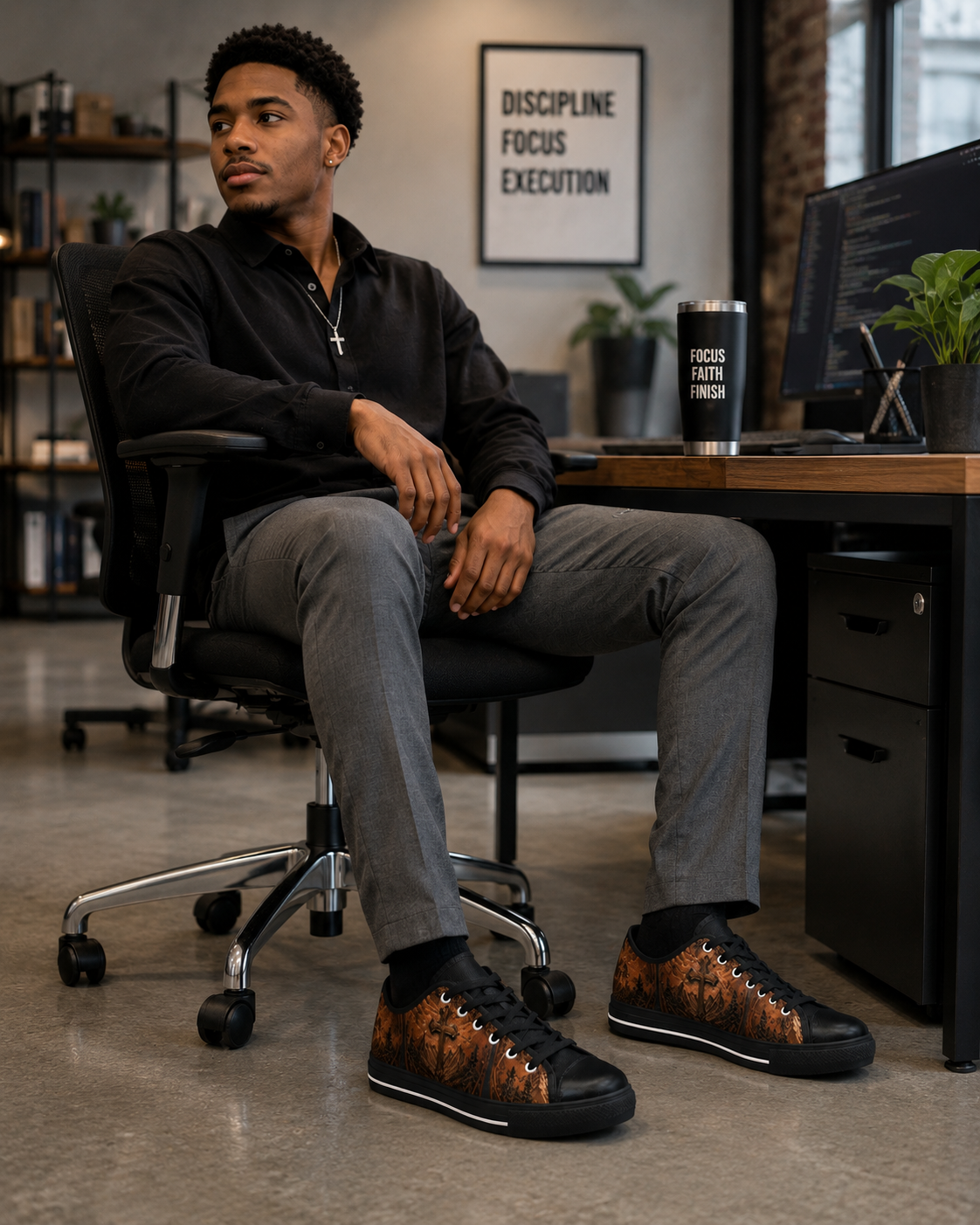 Redemption - Men's Christian Faith Canvas Shoes | Black | US6–US14
