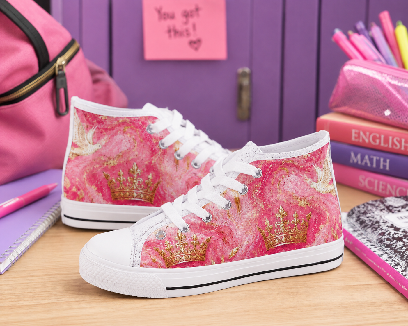 Holy Spirit - Girls' Christian Faith High Top Sneakers | White | US2–US6