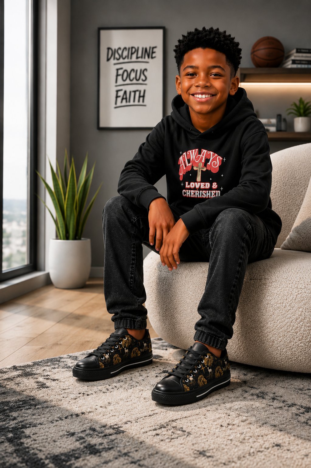 Chosen Sheep - Boys' Christian Faith Canvas Shoes | Black | US2–US6