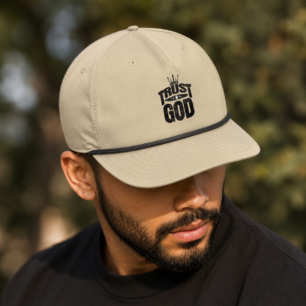 Trust in God - Men's Christian Faith Stylish Rope Hat | Tan | One Size