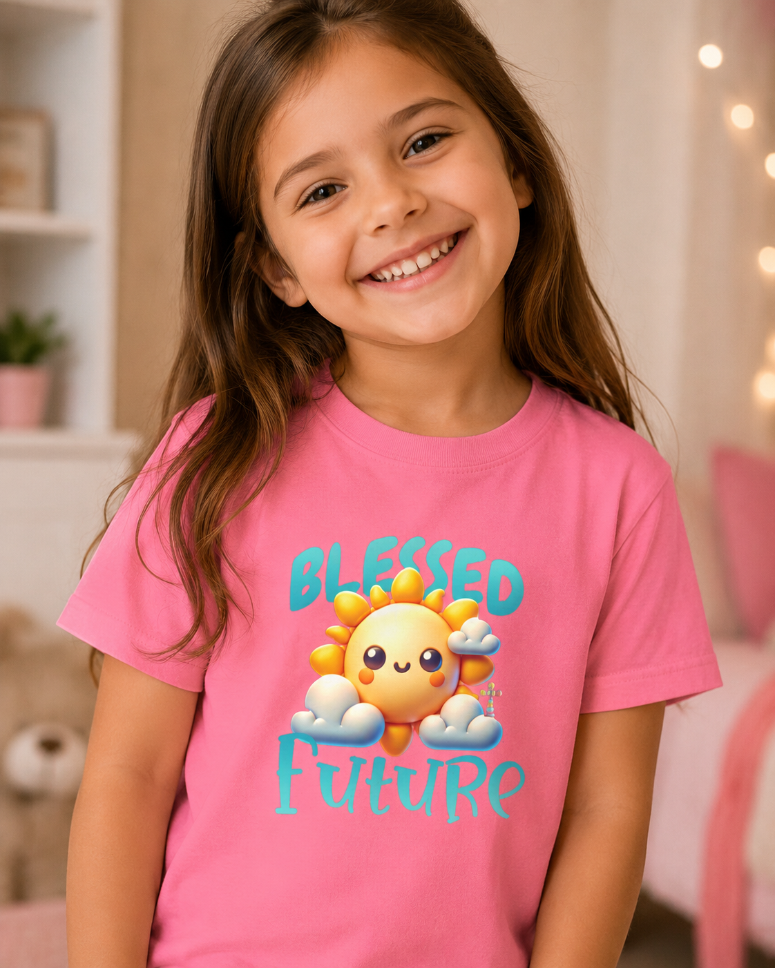 Blessed Future - Kids Christian Faith T-Shirt | Black, Pink & Orange | 2T–5/6