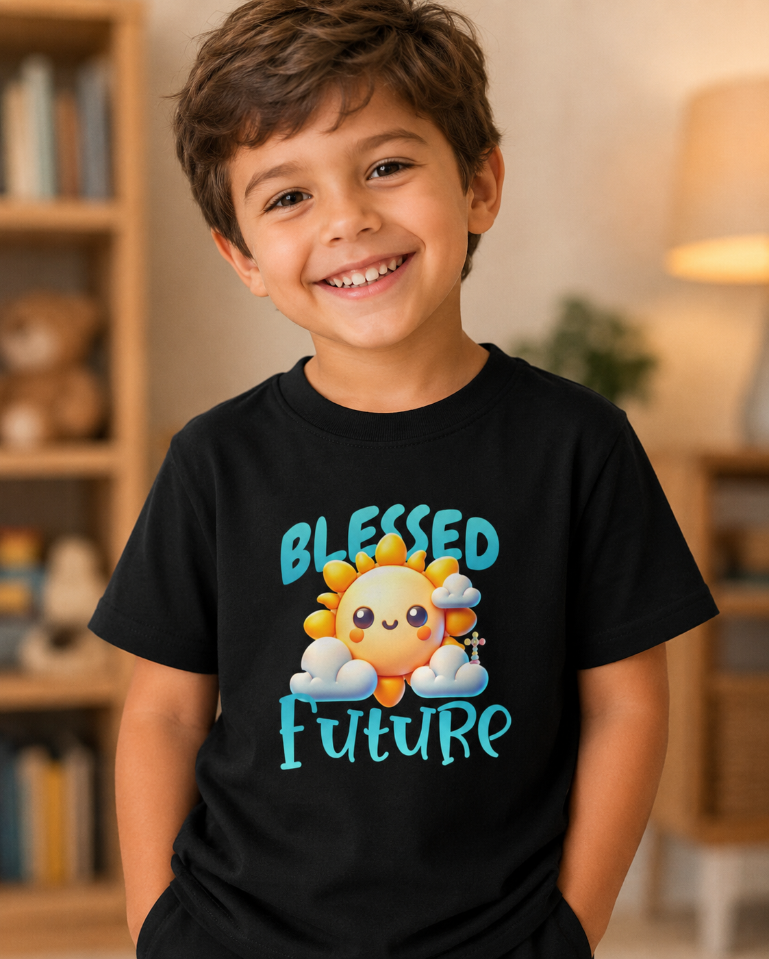 Blessed Future - Kids Christian Faith T-Shirt | Black, Pink & Orange | 2T–5/6