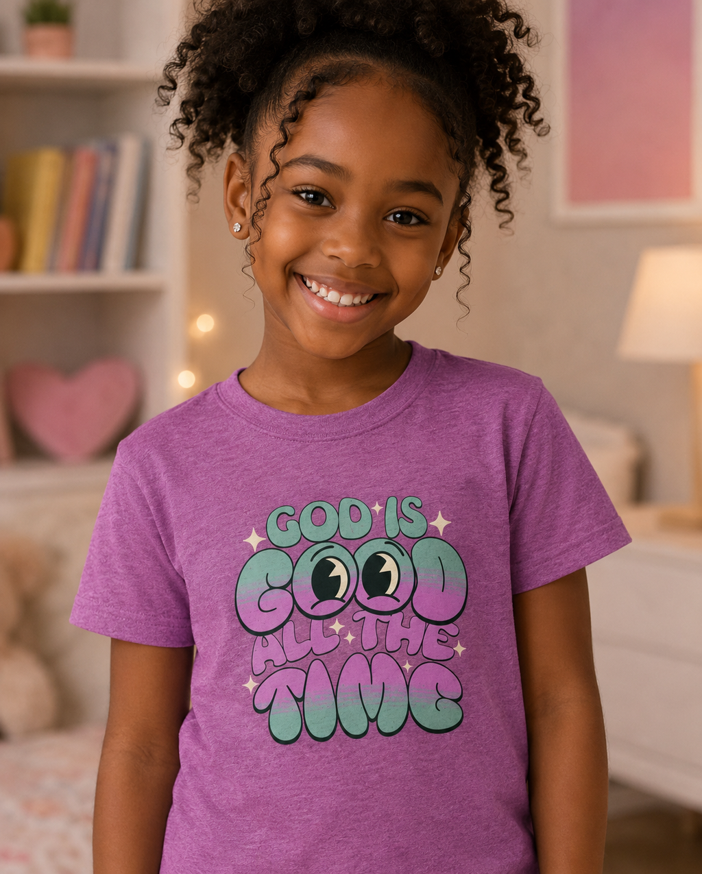God is Good - Youth Christian Faith T-Shirt | Green, Black & Pink | S–XL