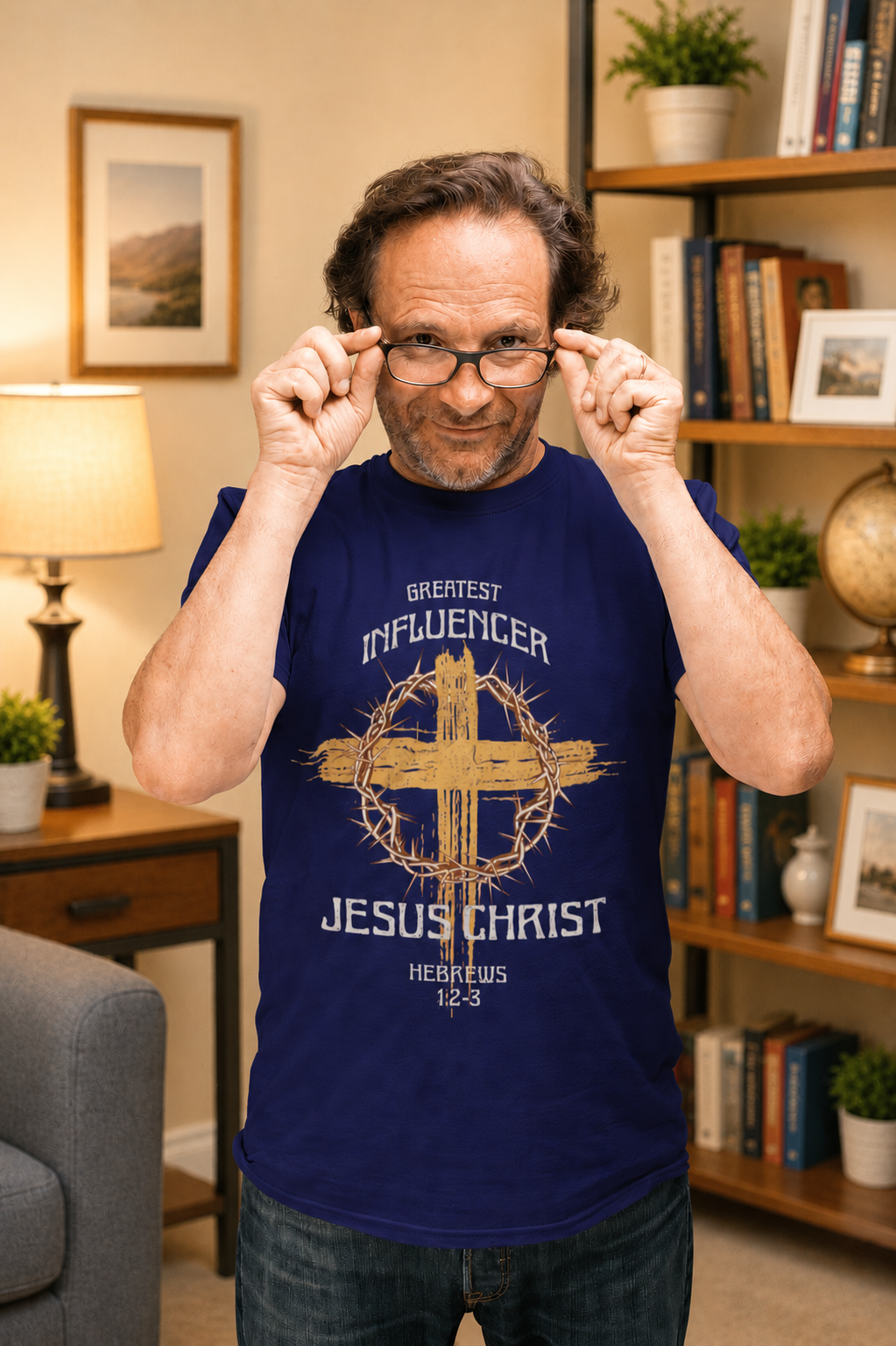 Jesus Greatest Influencer - Men's Christian Faith T-Shirt | Green, Maroon & Navy | XS–4XL