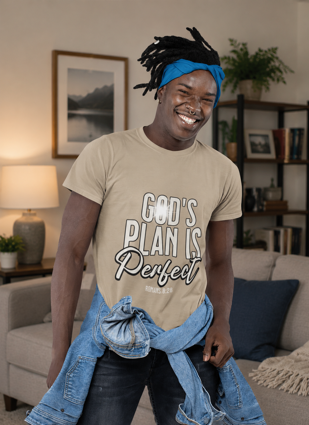 God's Plan is Perfect - Men's Christian Faith T-Shirt | Red & Tan | XS–4XL