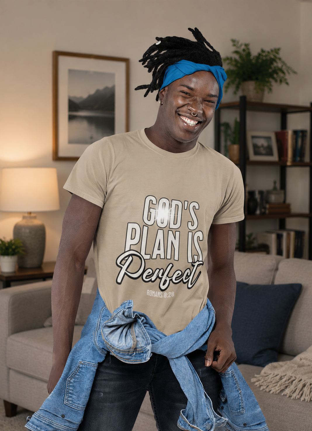 God's Plan is Perfect - Men's Christian Faith T-Shirt | Red & Tan | XS–4XL