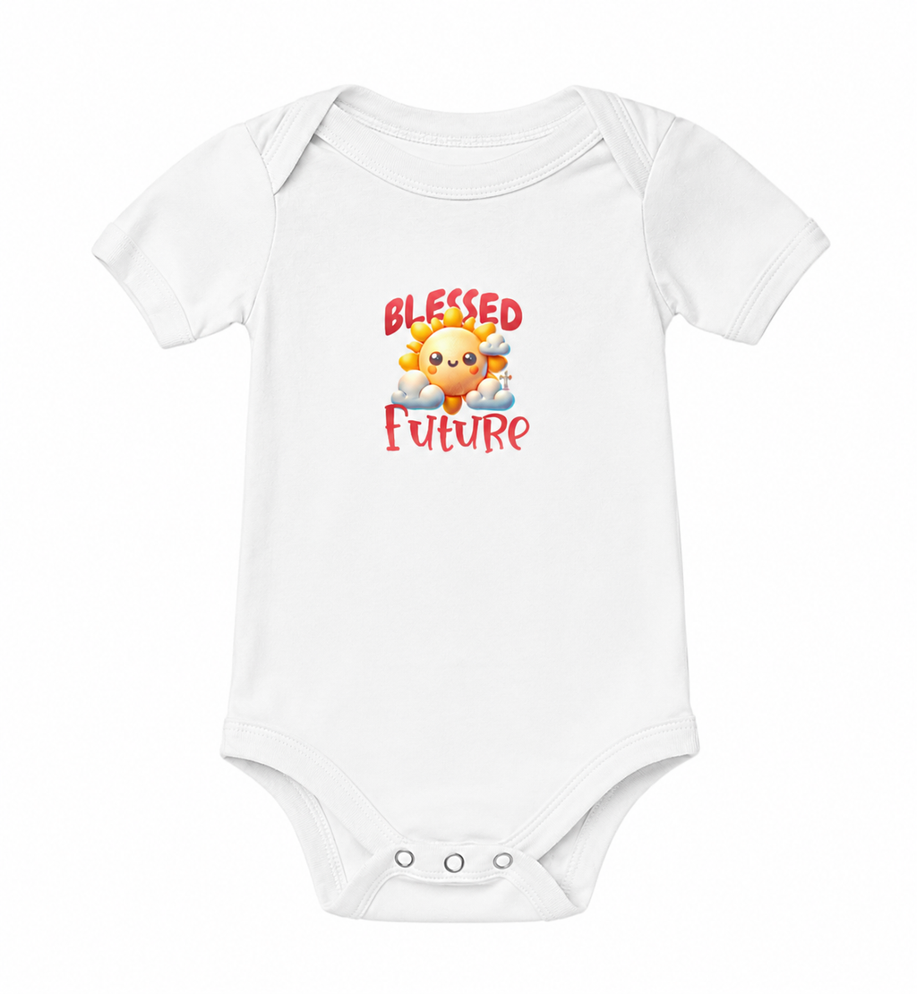 Blessed Future - Baby Christian Faith One Piece Onesie | White | 3/6M–18/24M