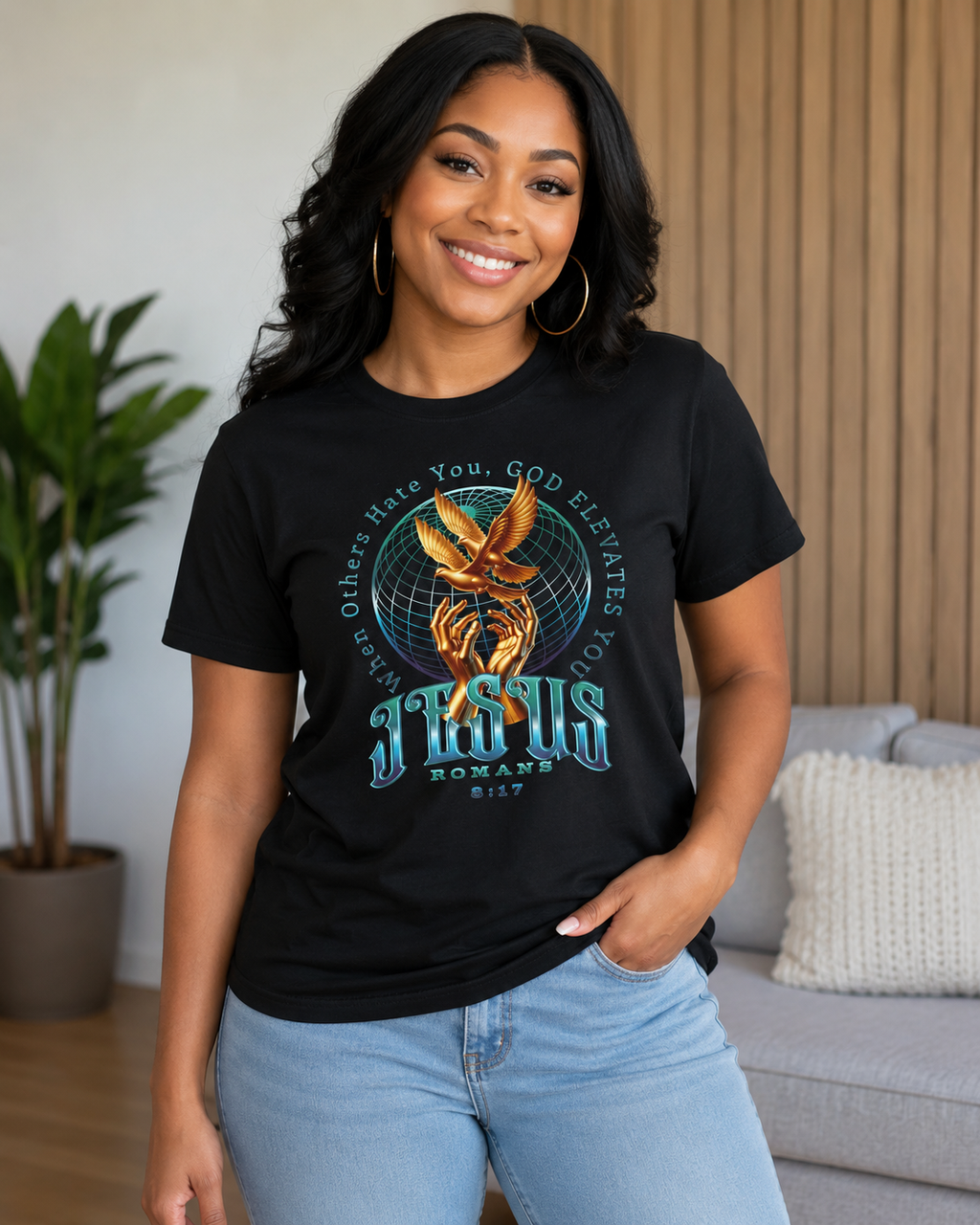 When Others Hate, God Elevates - Women's Christian Faith T-Shirt | Black | XS–4XL