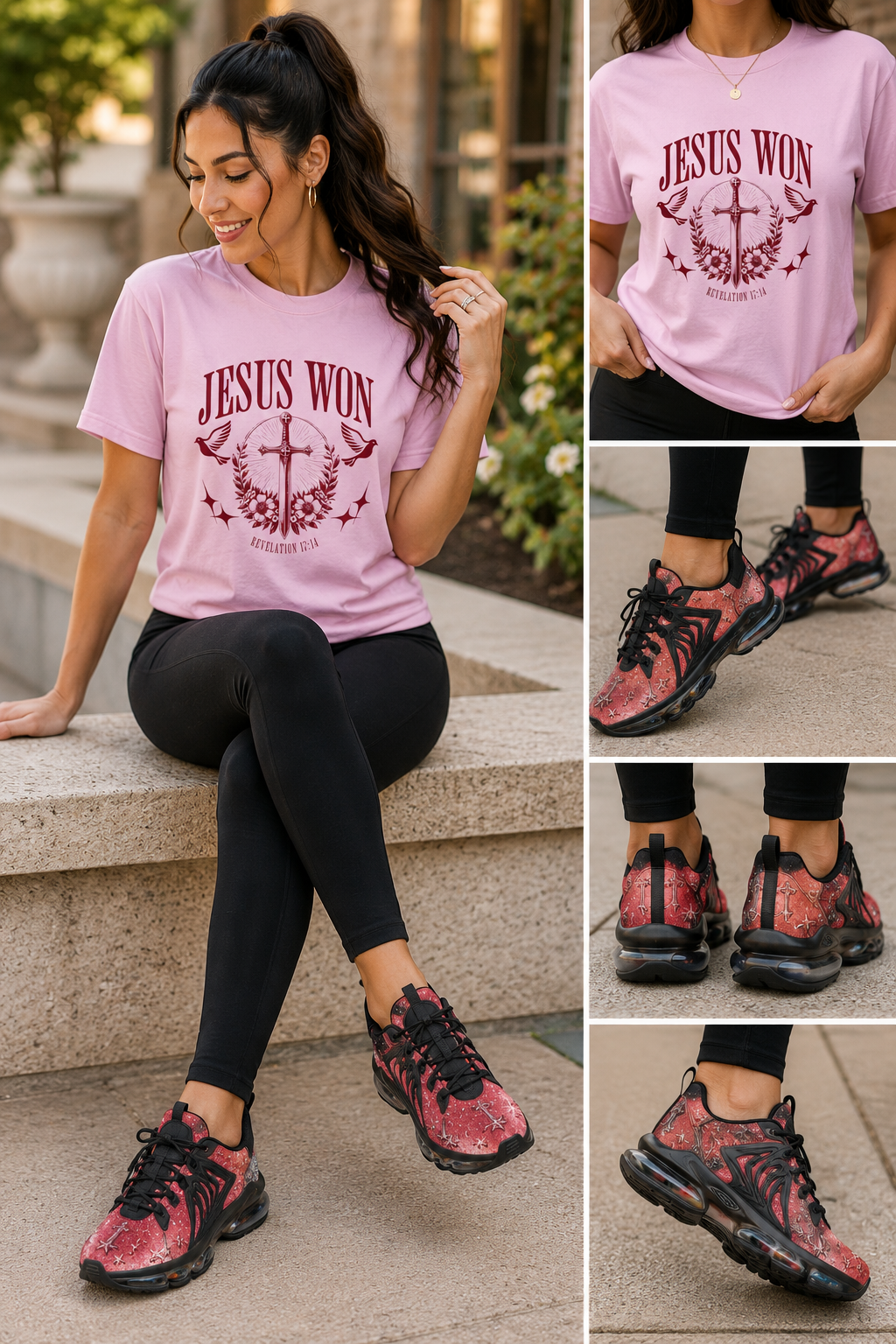 Shield of Faith - Women's Christian Faith Athletic Sneakers | Black & White | US5.5–US12