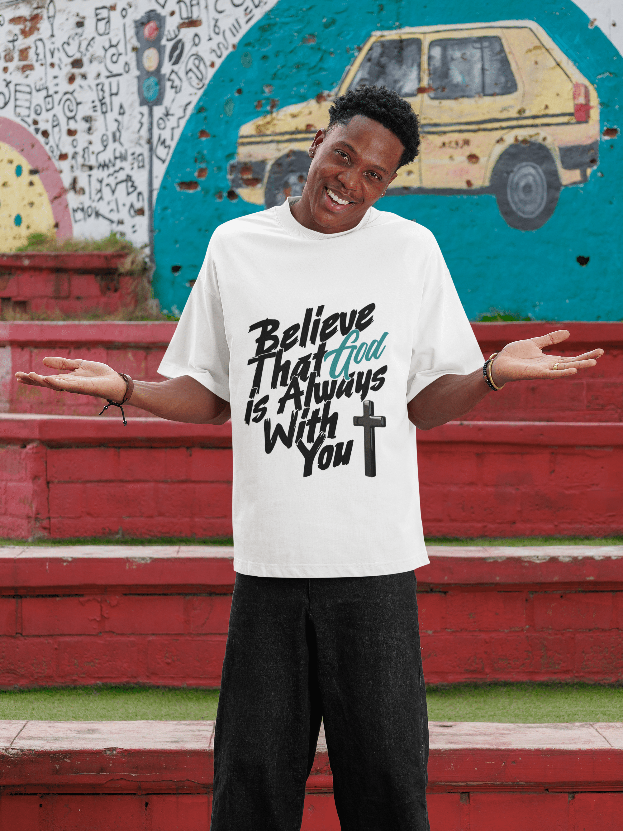 Believe God is With You - Oversized Men's Tee - Upper Room Ware