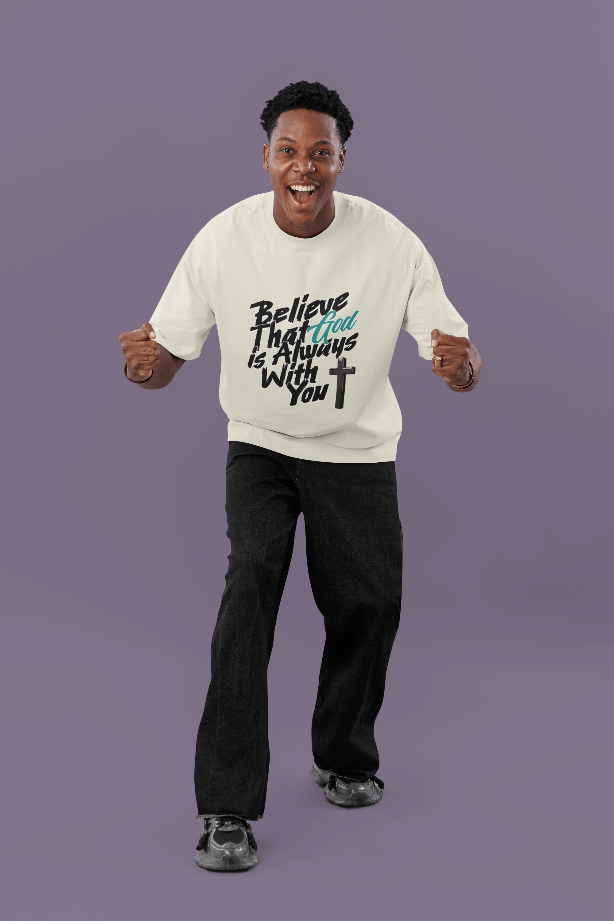 Believe God is With You - Oversized Men's Tee - Upper Room Ware