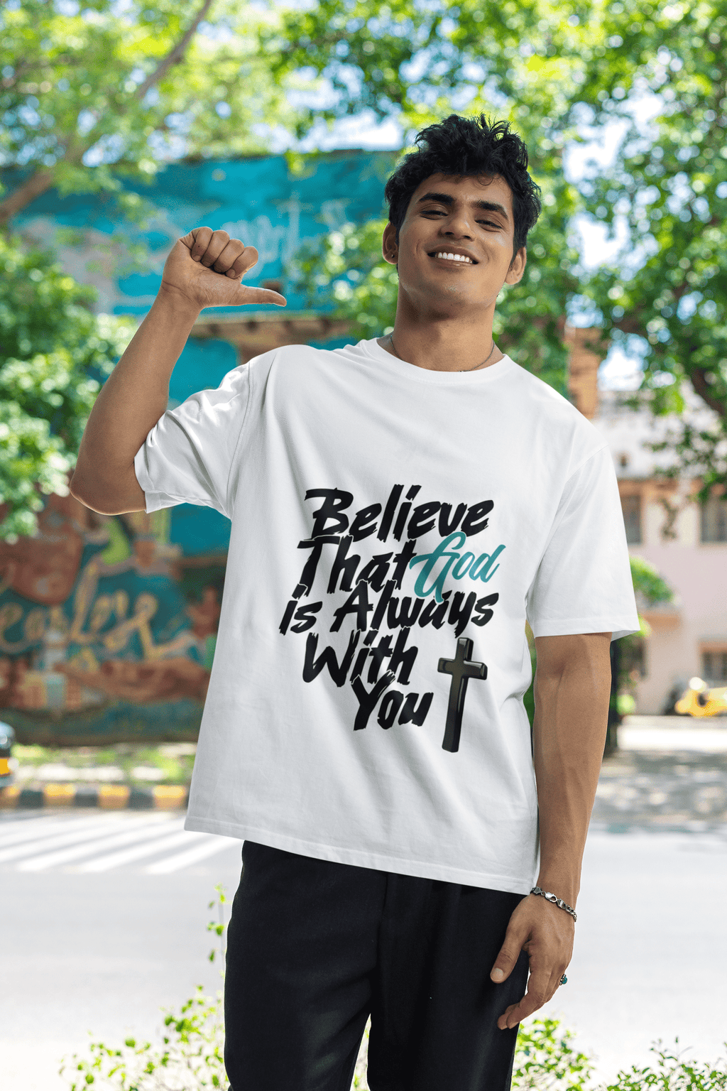 Believe God is With You - Oversized Men's Tee - Upper Room Ware