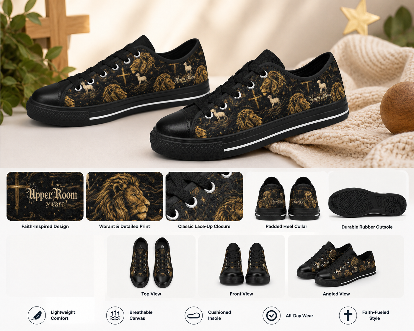 Chosen Sheep - Boys' Christian Faith Canvas Shoes | Black | US2–US6
