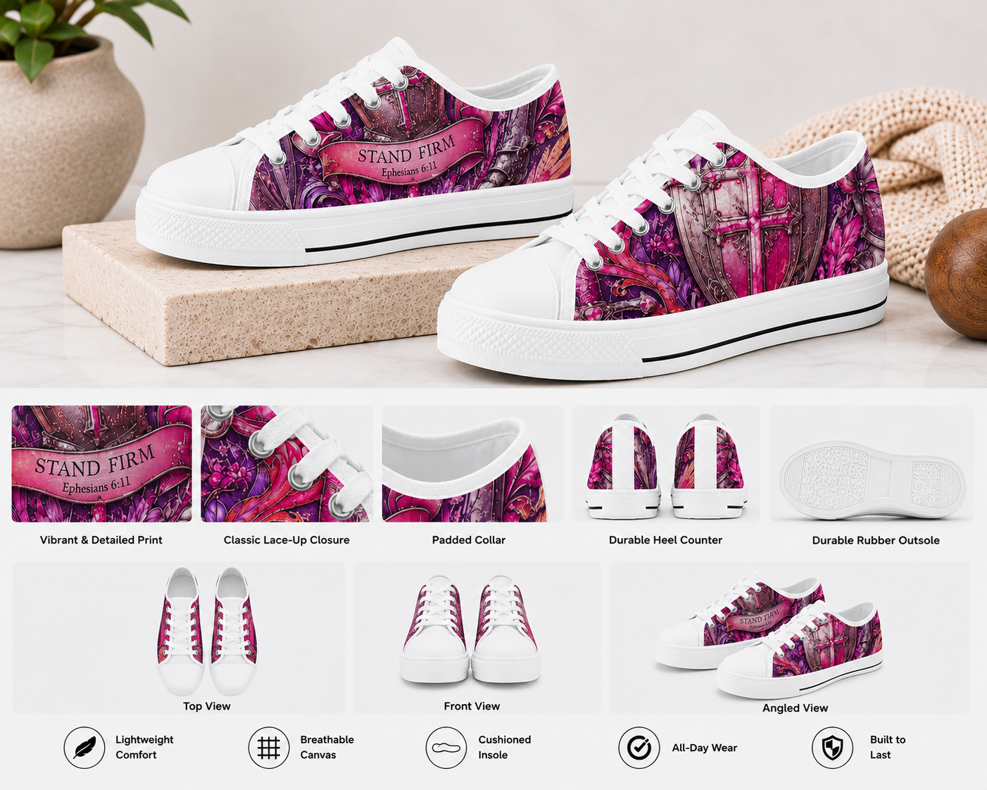 Armor of God - Girls' Christian Faith Mesh Sneakers | White | EU28–EU34