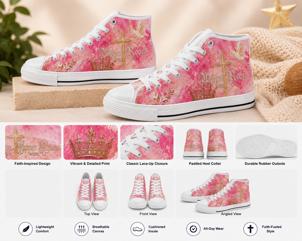 Holy Spirit - Girls' Christian Faith High Top Sneakers | White | US2–US6