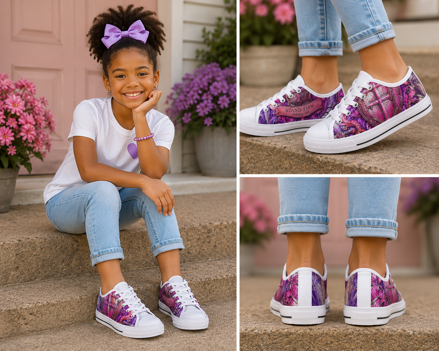 Armor of God - Girls' Christian Faith Mesh Sneakers | White | EU28–EU34